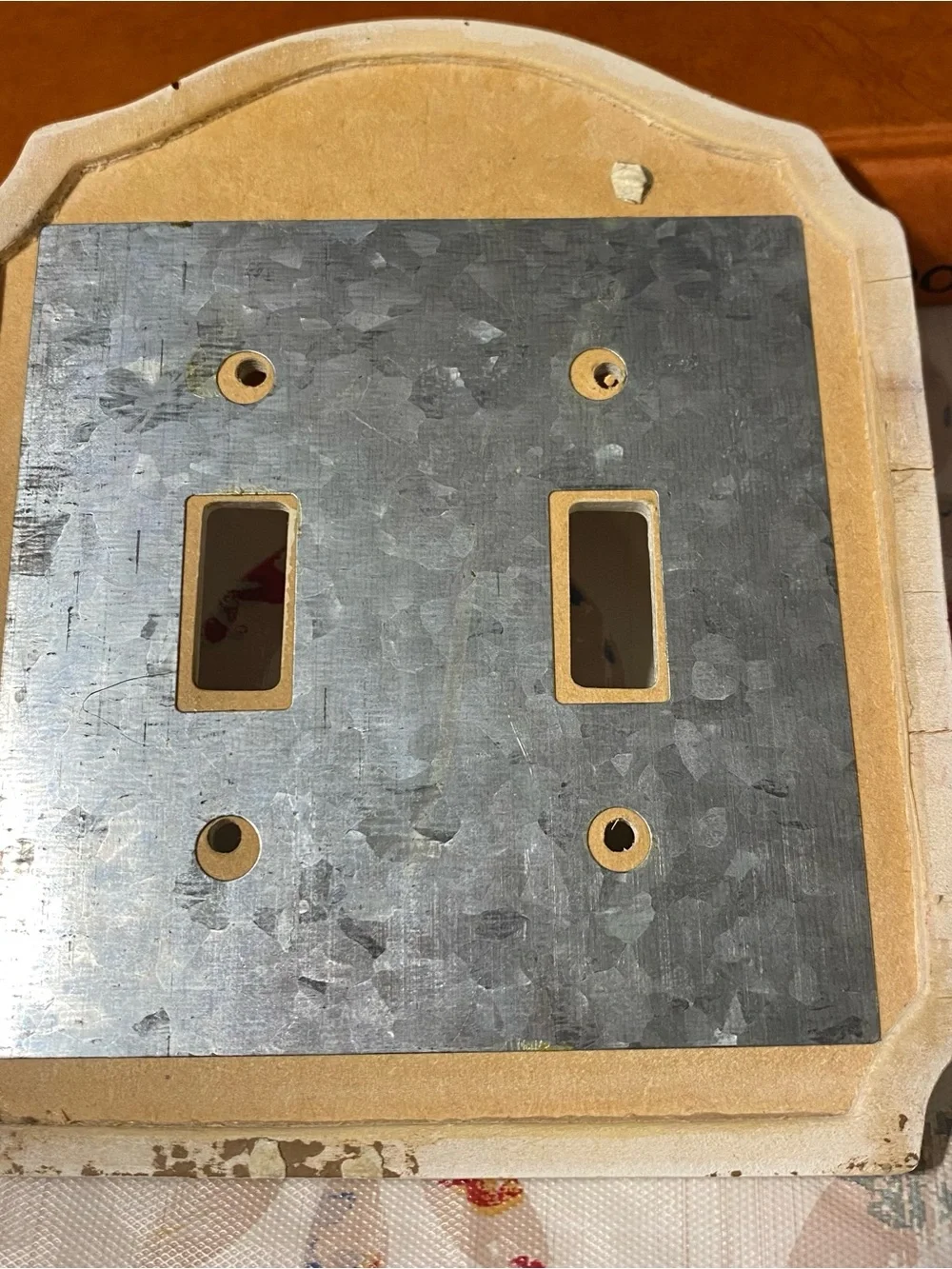 Vintage White Double Switch Plate Cover with Apple Accent